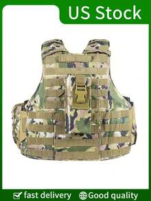 Áo vest săn bắn chiến thuật đa chức năng, túi ba băng đạn phía trước, có nhiều túi tiện ích, vải chống rách bền, thích hợp cho săn bắn, huấn luyện, sinh tồn ngoài trời, v.v. - Nhiều màu - Xem 3