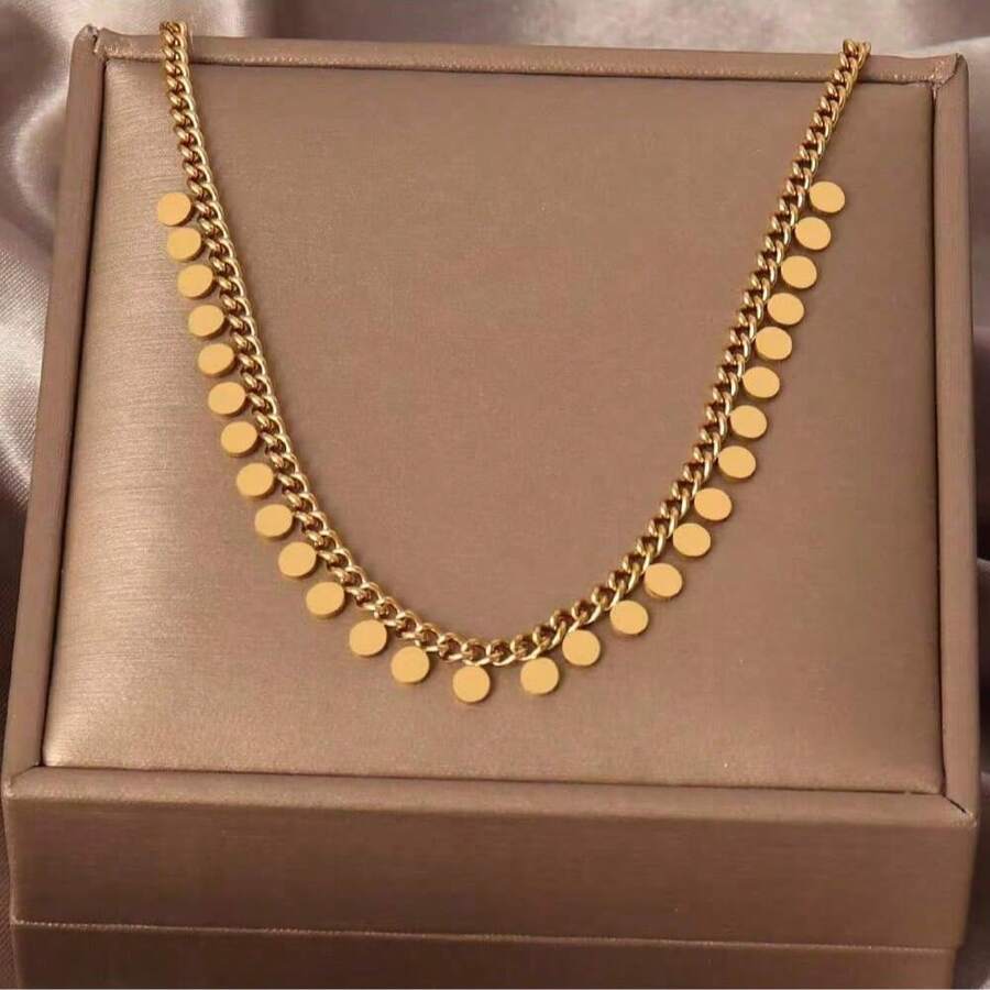 1 件 18k 镀不锈钢流苏项链，时尚女士珠宝 - 彩色 - 查看 1