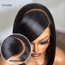 Uveous 14 Inch Bob Wig Human Hair 13X4 13x6 Hd Transparent Lace Front Wigs Silky Straight Human Hair Pre Cut Pre Plucked With Baby Hair Glueless Bob Wig 250% Density Short Straight Bob Wigs For Women No Glue Needed Friendly For Beginners 3 Second To Wear - Natural Black - Xem 4