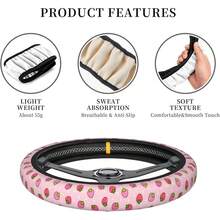 New Cute Strawberry Steering Wheel Cover 15 Inch For Women Men, Neoprene Anti-Slip Pink Car Steering Wheel Grip Wrap Car Accri Protective Case Cover For Vehicle Truck SUV - Suowers 均碼 - 查看 2