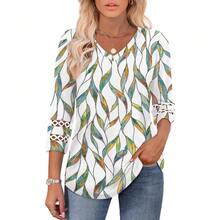XIEERDUO 3/4 Length Sleeve Womens Tops Dressy Casual Blouses For Women 2025  V Neck T Shirts Summer Clothes - Z 彩葉 - 查看 2