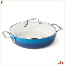 Sartén de cerámica antiadherente de uso diario Harlow de 12 pulgadas con tapa, color azul vaquero - Multicolor - Ver 1
