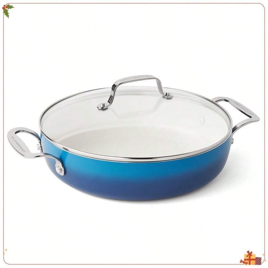 Sartén de cerámica antiadherente de uso diario Harlow de 12 pulgadas con tapa, color azul vaquero - Multicolor - Ver 1
