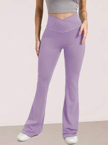 RUNONWHEELS 5 High Waist Flared Pants Daily Fitness Sports Leggings, Women Butt Lifting Yoga Leggings,Women's High-Waisted Cross Design Flared Leggings Suitable