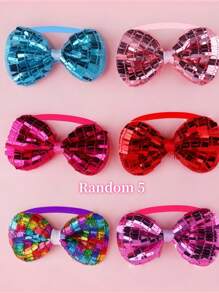 5pcs Pet Bow Ties, Cute Shiny Bow Dog Collar, Cat Bow Ties, Suitable For Pet Daily Outfit, Holiday Gift, Christmas