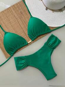 Triangle Bikini With Double Butterfly String Panties In Various Colors - Bandera Verde - Ver 1