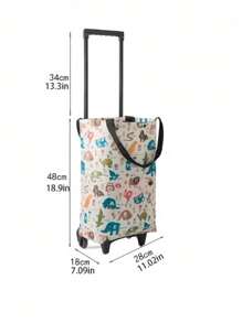 Compact Foldable Rolling Shopping Cart With Wheels, Portable Grocery Bag, Waterproof Wheeled Shopping Tote, Folding Stair Climbing Push Cart, Travel Bag, Outdoor Camping Use, Picnic, Package Delivery, Home Organizer, Made Of Thick Waterproof Oxford Cloth