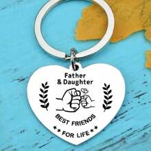 1 pièce Porte-clés pendentif en forme de cœur en acier inoxydable "Père et Fille meilleurs amis pour la vie" comme cadeau de Fête des Pères, sac à dos pour l'école