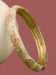 Cloisonne Floral Open Cuff Bracelet, Oil Drop Alloy Bangles, Gifts For All, Various Sizes Available - Enamel Cloisonné Bracelet With Peony Pattern - View 19