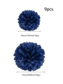 9pcs/27pcs Paper Pom Poms, White Tissue Flowers, Fluffy Hanging Decoration, For Scene Decor, Home Decor, Room Decor, For Birthday Party Decor, Wedding Party Favor, Business Graduation Gift Decor