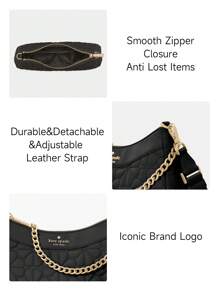 Kate Spade Bolso Hobo acolchado negro tipo plumón para mujer, bolso ligero para el hombro, bolso cruzado para mujer, bolso de mano pequeño para damas con correa ajustable y desmontable