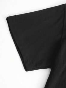 Tween Girls/Boys 4th Of July Clothes, Splash Of Liberty Graphic Cotton T-Shirt, Black Tee With Dolphin And Wave Design, Perfect For Casual Outings/Summer, Great Gift For Fourth Of July. ,Boys&Girls Summer Vacation Outfit. - Black - View 5