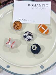 发夹 5 件可爱迷你运动发夹（篮球、足球、棒球、乒乓球），节日送给她的完美礼物发饰优雅爪夹，学校用品，大学