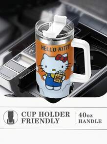 Sanrio زجاجة مياه معزولة بفراغ مع قش وملحقات سيليكون من Hello Kitty من Sanrio سعة 40 أونصة/12 ساعة، مصنوعة من الفولاذ المقاوم للصدأ 304، تصميم كرتوني جميل، عازلة الجدار، مثالية للمكتب والخارج والتخييم والتنزه والقيادة والسفر، هدية مثالية للأصدقاء والعائلة والمعلمين