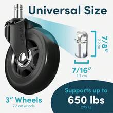 Office Chair Wheels Replacement Rubber Chair Casters For Hardwood Floors And Carpet Set Of 5 Heavy Duty Casters For Chairs To Replace Office Chair Mats Fits 98 10 Pack - Black - View 4