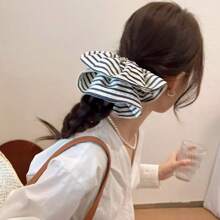 1 Peça Scrunchie Listrado Grande Coreano, Elástico de Cabelo Versátil para Uso Casual/Escritório, Scrunchies de Cabelo, Elástico de Cabelo, Acessórios de Cabelo, Porta-rabos de Cavalo, Elásticos de Cabelo, Faixas de Borracha para Cabelo