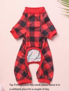 PETSIN A Simple And Comfortable Polyester Four Legged Cat And Dog Costume, Sleepwear, Home Clothes Suitable For Pets, Small Cats And Dogs, Clothes For All Seasons Of Home Wear (Not Suitable For Large Dogs) - Red - View 5