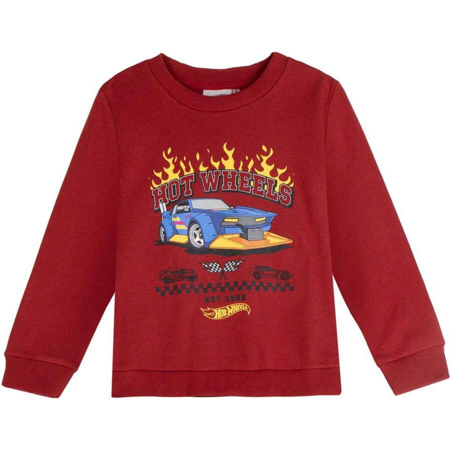Mattel Hot Wheels Sweatshirt For Boys And Girls - Soft - الأحمر - مشاهدة 1