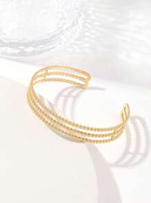 1pc Titanium Steel Fashionable Open Bangle, Suitable For Daily Wear
