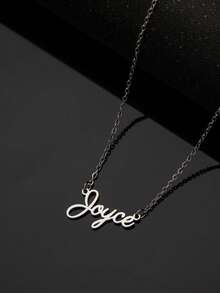 Collar de acero inoxidable personalizado con nombre, fuente de letra inglesa simple, adecuado para parejas, amigos, Día de la Madre, regalo de alta gama para mamá, joyería de moda, adecuado para uso diario, perfecto para el Día de San Valentín, Día de la Madre, regalos para ella, novia, mamá, papá, familia, aniversario, boda, reunión con amigos, regreso a la escuela, reunión de clase