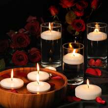 36/48 White Floating Wax Candles, Burn For 8-10 Hours, Odorless And Smokeless Floating Candles, 3 Inches Center Decoration, Suitable For Center Decoration Floating Candles, Suitable For Cylindrical Vases, Weddings, Parties, Pool Water Candles. - 3in - Xem 4