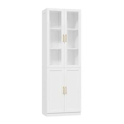  Bibliothèque VOWNER avec étagères réglables, vitrine, ensemble de rangement moderne et spacieux pour bureau, salon, blanc