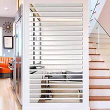 6pcs 1m/39.37in DIY Ceiling Edge Mirror Strip Self-Adhesive Acrylic Art Wall Tile Stickers Decor 3D Wall Stickers Decoration TV Background - Multicolor - View 9