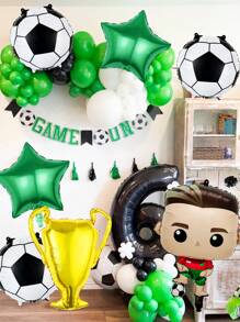 8 件套足球生日派对气球套装，包括 18 英寸铝箔足球气球、绿色五角星气球、金色奖杯气球，适用于足球比赛、生日派对装饰、足球主题派对、家居装饰、摄影道具、足球比赛道具 - 彩色 - 查看 3