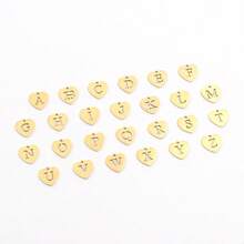 1件简约金色镂空心形字母吊坠项链，心形扣，不锈钢链，女士款 - 金黃色 - 查看 4