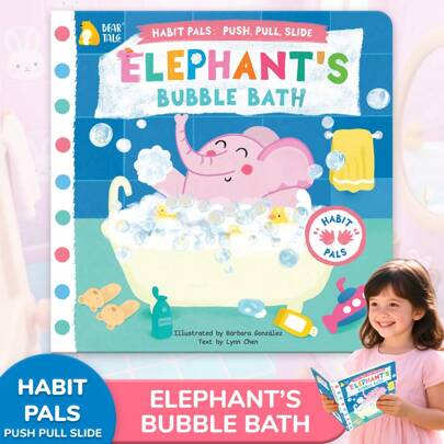 beartale 1 Set Push Pull Slide Activity Book For Kids, Elephant's Bubble Bath Interactive Books, Good Bath Habit Formation For Kid, Discovery Busy Book, Early Education Toy, Vivid Illustration Busy Book, Educational Toys, Interactive Books