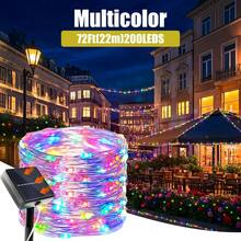 全新升级的太阳能户外灯串：太阳能供电，防水银线灯，8 种闪烁模式，搭配银线 LED 灯泡。非常适合在万圣节、圣诞节、感恩节和返校季等节日期间装饰校园、家居、派对、树木和花园。