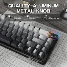 ATTACK SHARK X66 无线机械游戏键盘带旋钮，三模式 USB-C/BT5.0/2.4G 垫片安装 60% RGB 游戏键盘，侧面印刷 PBT 键帽，热插拔草莓开关 - 彩色 - 查看 4