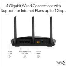 NETGEAR Nighthawk WiFi 6 Router (RAX30) - Security Features, 5-Stream Dual-Band Gigabit Router, AX2400 Wireless Speed (Up To 2.4 Gbps), Covers Up To 2,000 Sq.Ft. And 20 Devices Refurbished - Black - View 4