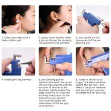 Ear Piercing Gun, Reusable Ear Piercing Kit, Package Includes 24 Pcs Surgical Grade Anti-Sensitivity Piercing Gun Earrings, 10 Pcs Cubic Zirconia Fashion Earrings (Gold) - Gold - View 7