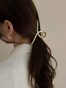 1 件女士发夹简约优雅金属夹大号发夹后脑勺新款盘发发夹头饰发夹发夹发夹，学校用品秋冬发饰女士度假装女士 - 金色 - 查看 2