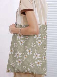 Bolso de hombro de gran capacidad impreso por ambos lados, bolso casual de viaje de playa, bolsa de compras reutilizable de gran capacidad, bolso de hombro casual de mujer, bolso de compras de lona de gran capacidad, bolso impreso de mujer para la compra de comestibles