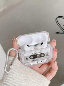 复古音乐磁带蓝牙耳机盒，WALKMAN Element耳机盒，Y2K风格，透明耳机盒，带1个耳机盒挂钩，兼容耳机