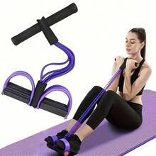 6Six-Tube Elastic Yoga Pedal Pull Rope For Stretching, Slimming & Muscle Training, Fitness Equipment For Belly, Waist, Arms & Legs - Purple - View 2