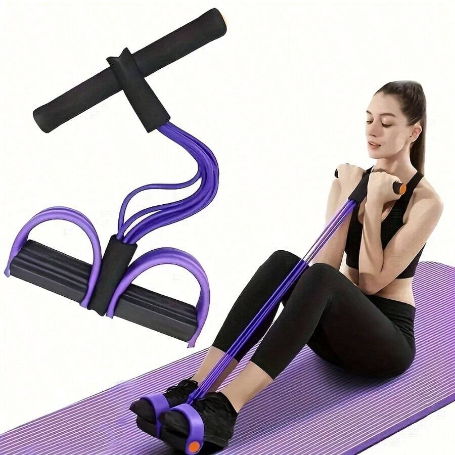 6Six-Tube Elastic Yoga Pedal Pull Rope For Stretching, Slimming & Muscle Training, Fitness Equipment For Belly, Waist, Arms & Legs