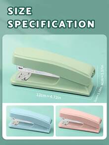 1pc Solid Color Office Stapler, Lightweight & Effortless Stapler, Multi-Function Binding Machine, Durable Stapler For Students,Back To School,School Supplies - Multicolor - View 3