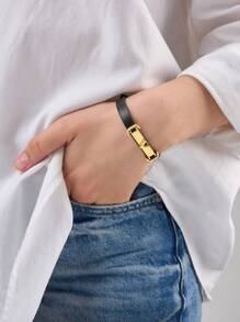 1pc V-Shape Leather Bracelet, Fashion Accessory For Men & Women, High Quality Non-Fading, Great Gift For Mother's Day, Valentine's Day, Christmas