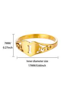 1PC Fashion Hollow Initial Letter Heart Rings For Women Gold Color Stainless Steel A-Z Letter Ring Aesthetic Wedding Jewelry Gift - Yellow Gold - View 25