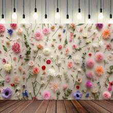 1pc Multicolor Flower 2D Flat Background Flag Wall, Polyester Fiber, Multiple Sizes, Suitable For Home, Yard Decoration Background, Birthday Party, Anniversary And Home Decoration And Party Photo Background