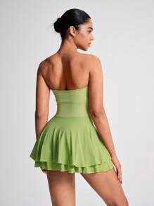 TCVC Women Racerback Sports Dress With Detachable Straps, Includes Integrated Shorts, Suitable For Indoor/Outdoor Sports, Tennis, Yoga, Breathable & Form-Fitting Fabric