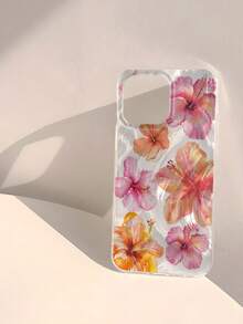 Flower 1 Pc Floral Pattern Waterproof, Fingerprint-Proof, Scratch-Resistant Transparent IMD Soft Glossy Smooth Phone Case - Multicolor - View 3