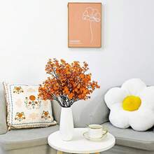 6pcs Orange Silk Babys Breath Gypsophila Artificial Fall Flowers 18.7" For Home Kitchen Decor Indoor Outdoor Decorations New Year Spring Mother's Day - Coral Orange - View 5