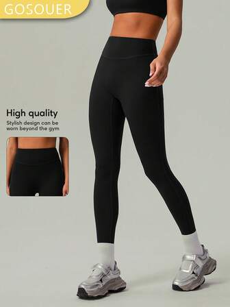 GOSOUER Colanți sport pentru yoga pentru femei, cu talie înaltă, elastic încorporat, cu V adânc, pentru ridicarea feselor