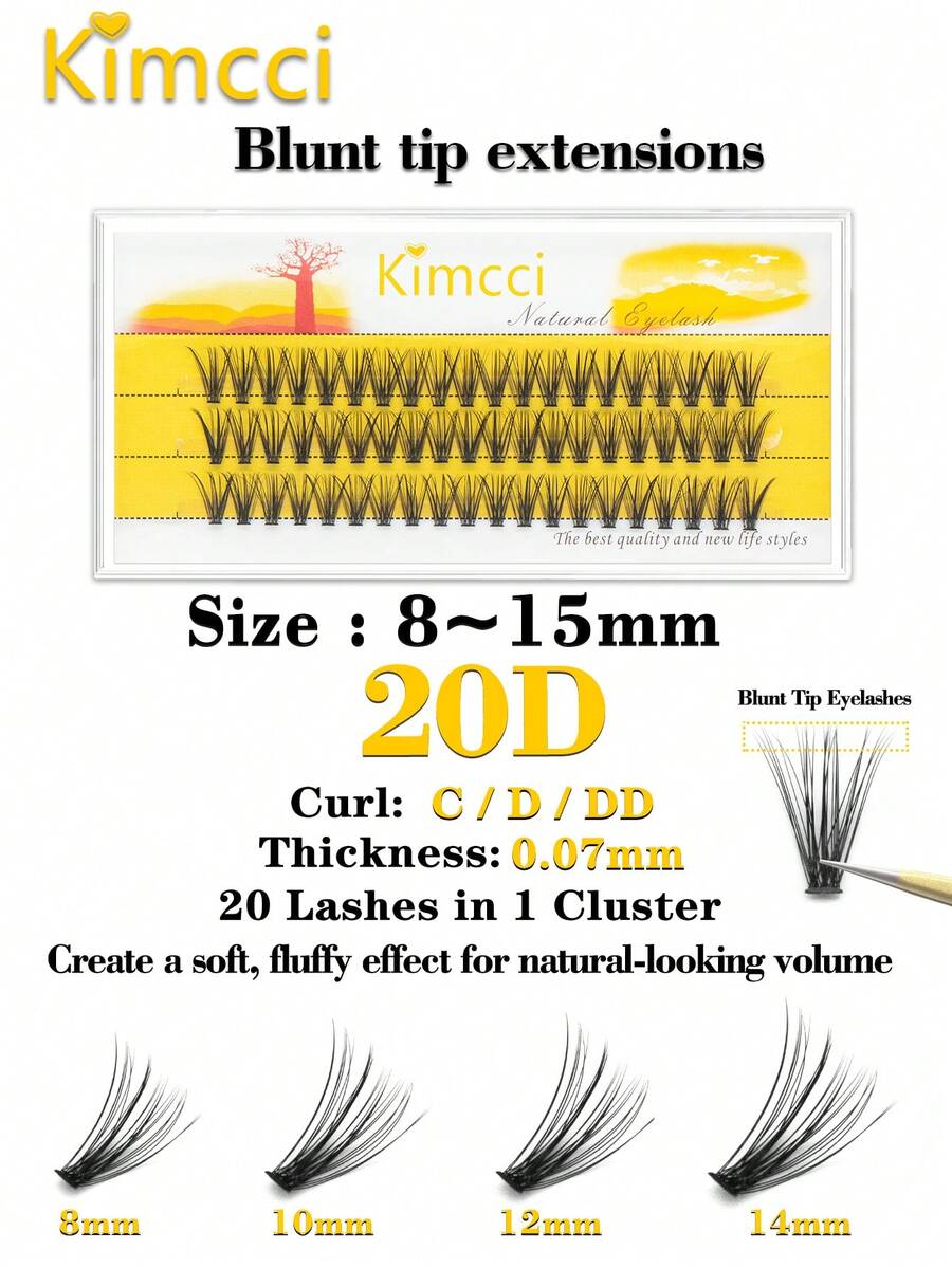 KIMCCI 20D 平头貂皮睫毛 8-15mm 自然浓密 30 片/束 丝绸般柔软黑色睫毛 睫毛簇、睫毛簇、单根睫毛、睫毛、假睫毛 - 黑色 - 查看 1