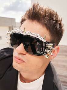 1 pieza Cadena de remaches para gafas, estilo metal hardcore, rompe la norma, úsalo y conviértete instantáneamente en un entusiasta del streetwear, ¡explosión de rock punk! - Cadena de aluminio Eagle Claw F - Ver 3