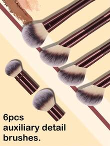 [Champagne Gold ]18-20-22-25-30 Pcs Makeup Brush Sets Premium Synthetic Hair Eyeshadow Blending Brush Sets Cosmetics Tools - 酒紅色 - 查看 3
